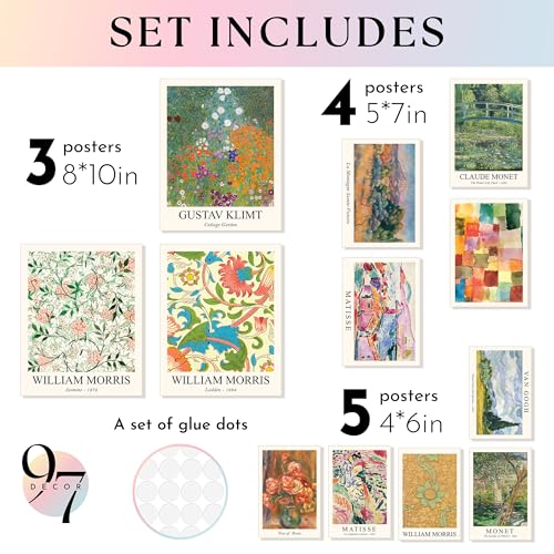 97 Decor Vintage Eclectic Wall Art Prints - Artsy Maximalist Decor Gallery Wall Prints for Bedroom Dorm, Famous Art Posters for Room Aesthetic Pictures, Colorful Eclectic Decorations (Unframed)