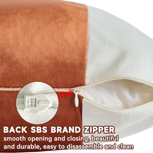 AmHoo Pack of 2 Velvet Panel Cotton Pillow Covers Decorative Pillowcase Cushion for Couch Sofa Bedroom 18 x 18-Inch Burnt Orange - color: Burnt Orange, size: 18" x 18" (Pack of 2)