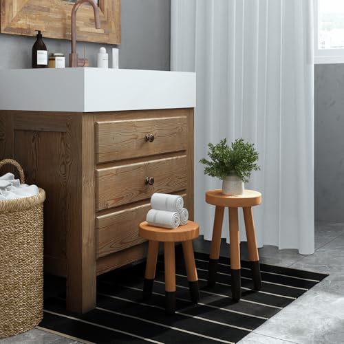 Rubber Wood 9" Round Plant Stand |Dip Dyed Black Accent Stool |Milking Stool |Small Side Table(16" H) - color: 16" Tall Black