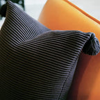 100% Soft Cotton Raised Stripes Textured Rib Knit Throw Pillow Cover with Tassels (Black, 20" x 20") - color: Black, size: 20" x 20" (Pack of 1)