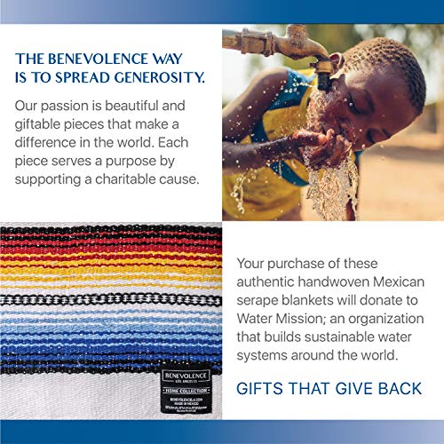 Benevolence LA Authentic Handwoven Mexican Blanket - Yoga & Outdoor, Saddle, Beach, Picnic & Car Blanket - 75 x 52 - Blanco - color: Blanco