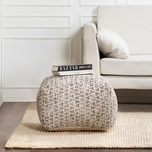 Anji Mountain Pouf Ottoman Foot Rest, Handmade Ottoman Pouf, Comfortable Foot Stool, Decorative Floor Seating for Living Room Decor, Bedroom & Home Décor Accent - Lafayette Square - 22"D x 22"W x 16"H - color: Lafayette Square, size: 22"D x 22"W x 16"H