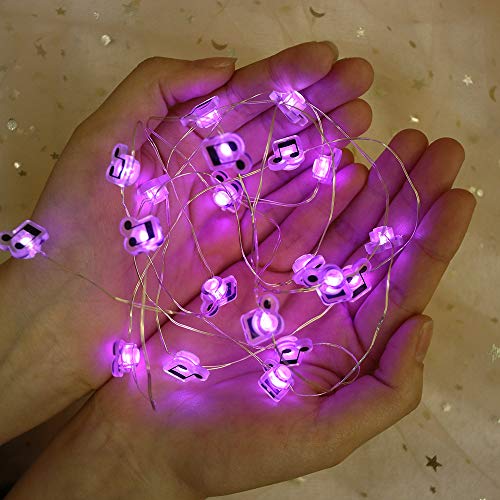 GUOCHENG 6.56ft 20 LED Music Note String Lights, Battery Operated Warm White Music Decorative Fairy Lights, Musical DIY Gift for Music Lover(Purple) - color: 2m purple