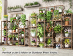 EnHomee Plant Stand Indoor Wood Plant Stand Outdoor Tiered Plant Shelf for Multiple 16-21 Potted Plants for Living Room Patio Balcony Yard Garden 44.9" W x 11.8" D x 62.2" H
