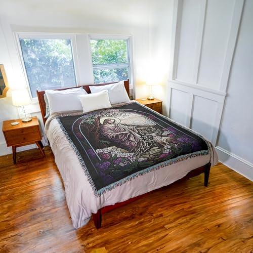 Pure Country Weavers Stained Glass Shepherd - Religious Gift Tapestry Throw Woven from Cotton - Made in The USA (72x54) - color: Stained Glass Shepherd, size: 72x54