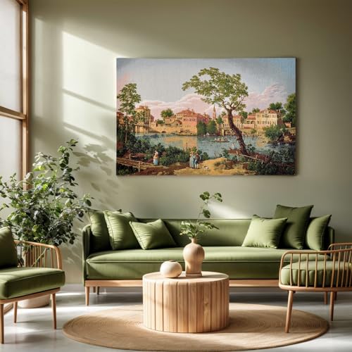AureoMadis Victorian Fine Art Tapestry Wall Hanging, Vintage Venetian Cityscape Landscape, TC Backed Woven Fabric Wall Decor with Dual Rod Pockets, 41.5 x 27 Inch (Pastel：Venetian Village Scene) - color: Pastel：Venetian Village Scene