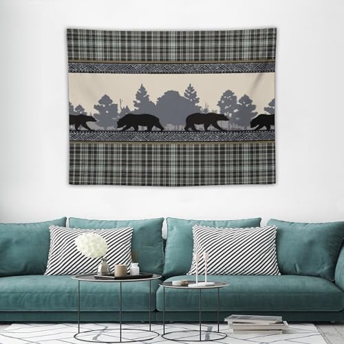 ZhiRain Rustic Bear Tapestry Wall Hanging Retro Cabin Country Vintage Tribal Aztec Abstract Geometric Tapestries Home Decor for Living Room Bedroom Farmhouse Apartment Dorm 30"x40" - color: Cabin-25, size: 30"L x 40"W