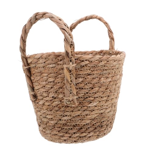 BESPORTBLE Woven Storage Basket Seagrass Belly Basket for Plants Boho Decor Versatile Wicker Planter Farmhouse Charm for Home and Picnic Use