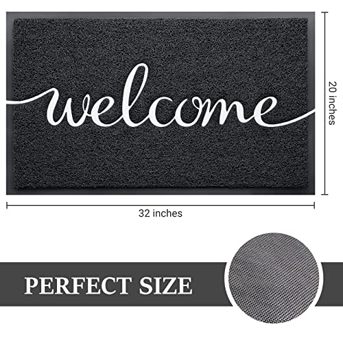 Door Mat, Welcome Mat Low Profile Floor Mat Front Doormat Indoor and Outdoor Doormat Non Slip Rugs for Entryway, Patio, High Traffic Areas (32"x20", Black-Welcome) - color: Black-welcome, size: 1'8" x 2'8" (Rectangular)