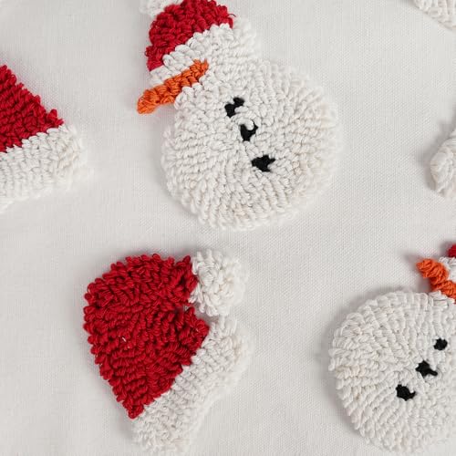 Adabana Christmas Pillow Covers 18x18 Inch Tufted Red Snowmen Santa Hat Decorative Winter Soft Holiday Decor for Couch Bed Sofa Living Room Bedroom - color: Christmas Snowman:red and White