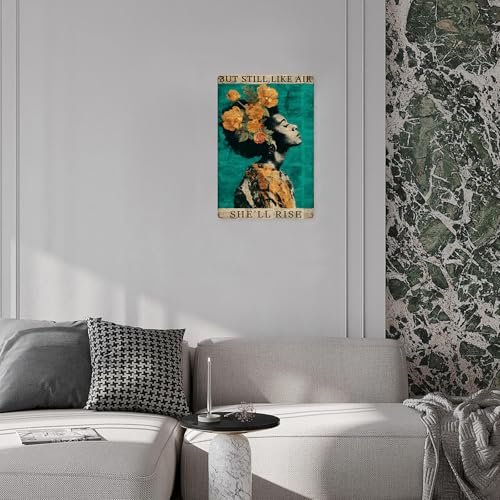 Bedroom Decor Aesthetic Home Office Decor For Women Inspirational Wall Signs For Office Boho Black Women Vintage Metal Sign 8×12 Tin Sign - color: Rise, size: 8×12Inches