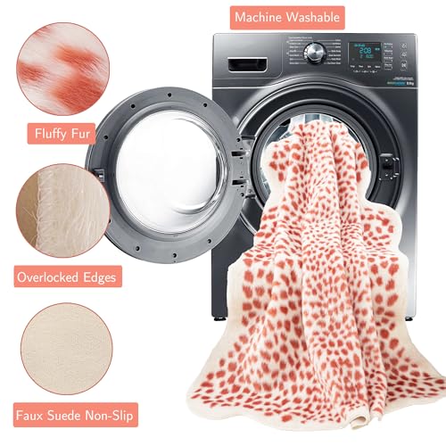 Huichenxing2021FURSTORE Leopard Rug Cheetah Print Rug Large Faux Cowhide Skin Mat Animal Print Area Rugs for Living Room Bedroom Home Office 5.3ft x 6.7ft Pink - color: Light Pink Leopard 78.7"l X 63" W