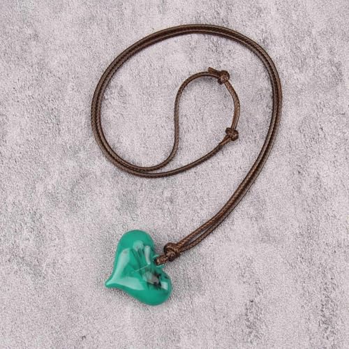 Leather Necklace for Women Long Boho Pendant Hippie Choker Necklace Bohemian Layered Leather Rope Wooden Jewelry Gifts - style: Green Heart Necklace