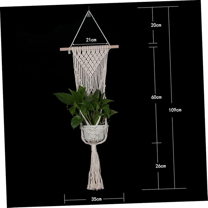 BESPORTBLE Hanging Cotton Flower Holder with Bohemian Tapestry Design Durable Macrame Succulent Pot for Indoor and Outdoor Use for Home and Office Decoration