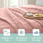 Vellux 100% Cotton Blanket, Queen, 90x90, Pink Clay | Soft, Breathable Knit, Lightweight, All Season, Machine Washable, Oeko-Tex Certified, Hotel Quality - color: Pink, size: Queen