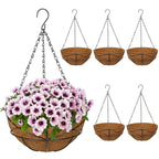 6 Pack 10 inch Metal Hanging Baskets for Plants Outdoor Metal Wire Hanging Basket Planter with Coco Fiber Liners Flower Pots for Home Porch Garden Patio, Diamond-Shaped - size: 10" x 6 Pack, style: Diamond