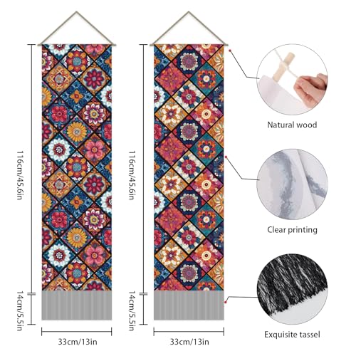 SUPERDANT Pack of 2 Boho Mandala Tapestry Wall Hanging Decor Tapestry For Bedroom Vertical Tapestries Blanket Long Narrow Wall Art with Tassel for Home Living Room Dorm Aesthetic Decoration Gifts