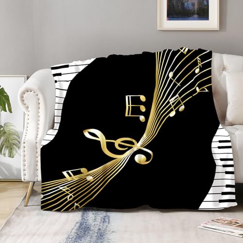 Aimego Music Blanket Gifts for Women Men Music Lovers Gifts Throw Blankets for Teacher Kids Musical Note Themed Piano Soft Cozy Bed Couch Plush Birthday Christmas Lightweight Blanket 50"x60" - color: Music