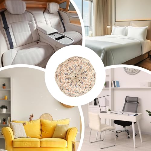 Boho Floor Cushion - 16x16 Inch Round Plush Mat for Extra Comfort, Reversible Dense Padding with Breathable Fabric, Versatile Chair and Meditation Cushion for Home Office Bedroom Lounge Décor - color: C