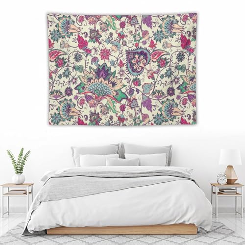 KANEPE Boho Floral Tapestry Colorful Paisley Flowers Beige Pattern Wall Hanging Tapestries Home Decor for Living Room Bedroom Apartments Farmhouse Dorm,40inx30in (102×76cm)【Small】 - color: Boho-15, size: 40Wx30L