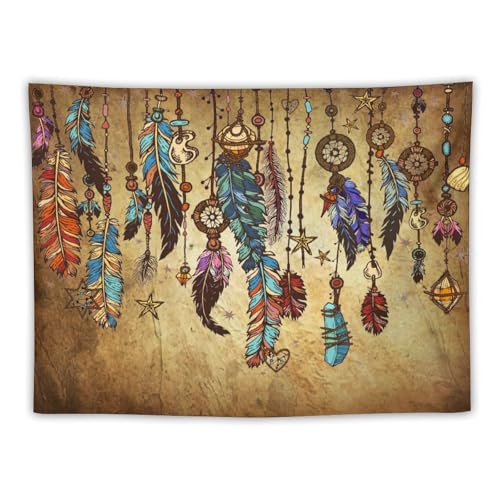 DDCBNS Retro Feather Tapestry Wall Hanging,Aztec Native American Navajo Ethnic Tribal Design Wall Hanging Tapestry Wall Art Home Décor for Bedroom Living Room Dorm Wall Décor 40" x 30" - color: Aztec Style_3, size: 40"L x 30"W