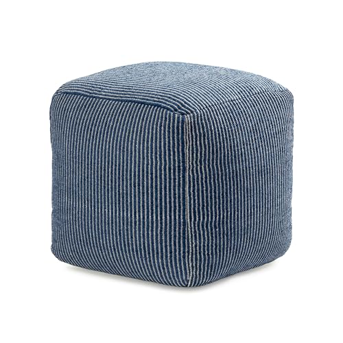 Anji Mountain Pouf Ottoman Foot Rest, Handmade Ottoman Pouf, Comfortable Foot Stool, Decorative Floor Seating for Living Room Decor, Bedroom & Home Décor Accent - Sailor Blue - color: Sailor Blue