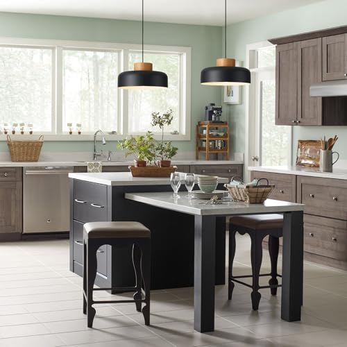Modern Farmhouse Pendant Lights, 12.6 inch,Natural Wood Cap, Small Simple Ceiling Light Fixture for Kitchen Island, Dining Area, Matte Black - color: Black, size: 12.6 inches