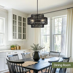 4-Light Black Boho Rattan Chandelier Light Fixture, 17.7” Hand Woven Rustic Chandeliers Farmhouse Chandelier Hanging Light for Dining Room Kitchen Island, Living Room, Foyer - color: Black, size: 17.7" 4-Light