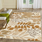 1.5 x 2.5ft Washable Rugs for Living Room Boho Flower Printed Area Rug Ultra Thin Rugs Carpet Non-Slip Distressed Carpet Aesthetic Area Rugs - color: Golden Beige and Soft Cream, size: 1.5 x 2.5ft / 18 x 30in / 45 x 75cm