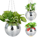6" Disco Ball Planter, Disco Ball Plant Hanger with Hanging Rope, Hanging Chain, Hook, Circle and Extra Mirror Pieces - color: 1×6" Silver