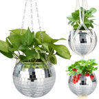 6" Disco Ball Planter, Disco Ball Plant Hanger with Hanging Rope, Hanging Chain, Hook, Circle and Extra Mirror Pieces - color: 1×6" Silver