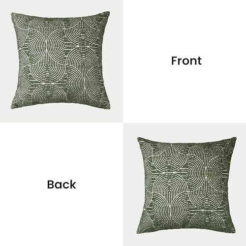 AELS Boho Decorative Textured Throw Pillow Covers 22x22, Modern Mid Century Rainbow Tufted Pillow Case, Farmhouse Rustic Geometric Woven Cushion Case for Bed Couch Sofa, Olive Green - color: Olive Green, size: 22" x 22" (Pack of 2)