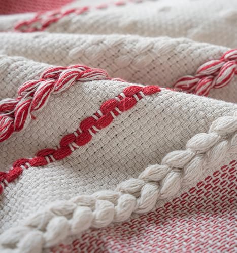 Cethom Christmas Pillow Covers 12x20 Inch Set of 2, Red Textured Boho Christmas Decoration Couch Pillow Cases for Farmhouse Home Decor, Accent Cushion Cover for Sofa, Bed, Living Room, Bedroom - color: Red, size: 20" x 12" (Pack of 2)