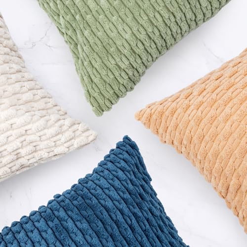 JoraLion 14x36 Boho Striped Corduroy Lumbar Pillow Cover 14x36 Inch, Cream Textured Throw Pillowcase Cushion Cover for Sofa Bed Living Room Decor (Cover Only) - color: Cream, size: 36" x 14" (Pack of 1)