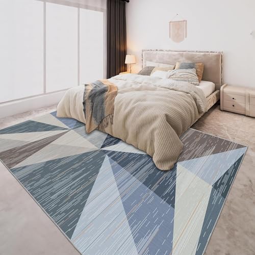 HOMFINE Washable Modern Area Rug - Geometric Style 8x10 Rugs for Living Room, Bedroom, Machine Washable Rug Soft Non Slip Non Shedding Area Rug - Blue, 8'x10' - color: Blue, size: 8' x 10' (Rectangular)