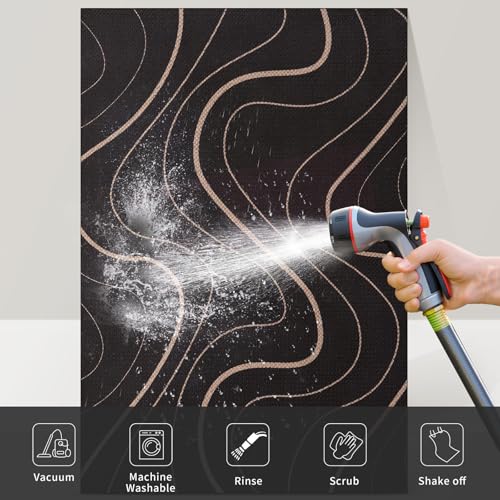 Tangsoo Easy Jute 2x3 Outdoor Rug for Entry,Washable Thin Rug Non-Slip Black Lines Neutral Indoor Mat Farmhouse Small Throw Carpet for Kitchen Bedroom Front Porch Doorway Entryway - color: Black S Lines, size: 2x3ft