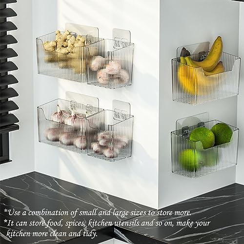Set Of 2 Storage Organizer Bins Wall Mounted Shower Basket, Shower Caddy Stackable Clear Plastic Makeup Organizer Adhesive Hanging Bin for Bathroom, Kitchen, Cabinet, Pantry, BPA Free, Green - color: Green