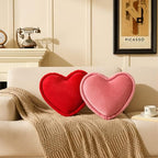 Roowest 2 Pack Valentine's Day Velvet Heart Pillows Soft Decorative Cute Love Fringe Throw Pillow Back Cushion for Girls Women Bed Sofa Couch Living Room Home Decor Wedding Gift(Red Pink)