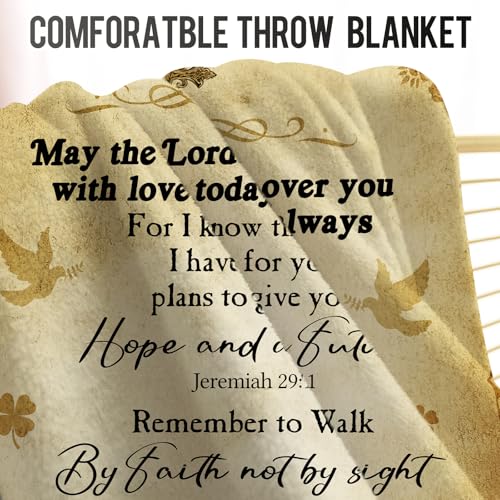 Levens Christian Blanket Gifts for Women 50"x60", Catholic Blessed Bible Quote Verse Prayer Blanket Inspirational Spiritual Scriptures Religious Gifts for Men Women, Christmas Birthday Gifts Idea - color: Christian Blanket Gifts Tawny 6, size: 50"x60"