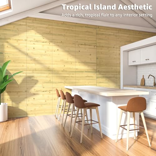 Art3d Natural Bamboo Wall Panel for Interior Wall Decor, Renewable Pole Wrap Wainscoting Paneling for Wall Ceiling Furniture Cabinet Office, 12 x 96 Inch - Natural, 1-Pack - color: Natural, size: 1-12" x 96"