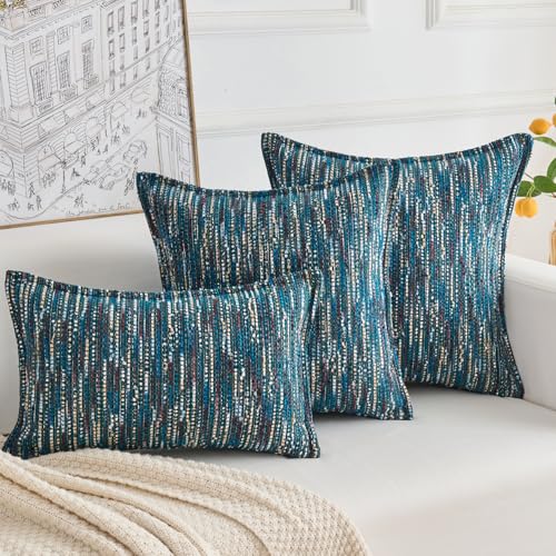 Premium Series Fringe Boho Throw Pillow Cover, Linen Woven Luxury Thick Cushion Case with Tassels for Home Décor, Teal, 20x20 Inch - color: Teal, size: 20" x 20" (Pack of 1)