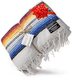 Benevolence LA Authentic Handwoven Mexican Blanket - Yoga & Outdoor, Saddle, Beach, Picnic & Car Blanket - 75 x 52 - Blanco - color: Blanco