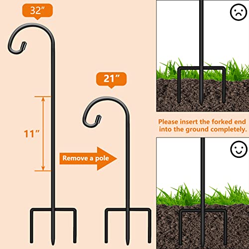 Gtongoko 32 Inch Shepherd Hooks for Outdoor 8 Pack, Adjustable Garden Hooks for Hanging Plants, Lanterns, Solar Lights, Mason Jars & Wedding Decor, Matte Black Decorative Shepherd’s Hooks - size: 32 Inch, style: 8 Pack