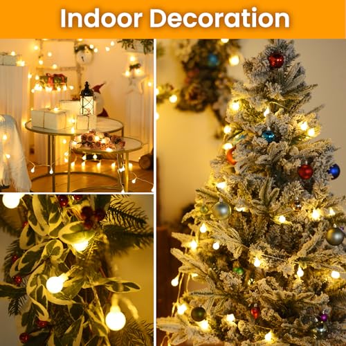 Dailyart Globe String Lights, 200Led 75FT Waterproof Fairy Lights Plug in 8 Modes with Remote Control, Brightness Adjustable &Timing String Lights Indoor Outdoor, Fairy Lights for Bedroom, Warm White - size: 75FT