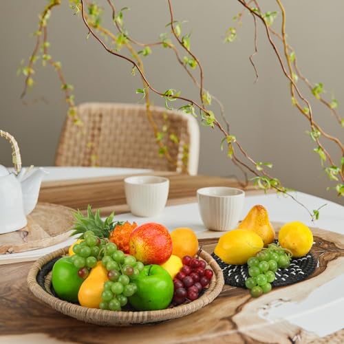 Tatuo 11 Pcs Boho Wall Basket Decor Bulrush Woven Wall Hanging Art Round Farmhouse Rustic Handmade Wicker for Summer Home, Bedroom, Living Room, Kitchen Decorations, Multi Sizes(Fresh) - style: Fresh