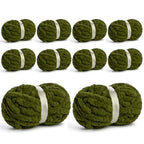 10 Pack Jumbo Chenille Yarn for Crocheting, #10 Super Bulky Baby Soft Yarn for Hand Knitting, 220 yds /70.5 oz Fluffy Chunky Knit Throw Blanket Yarn (Olive Green) - color: 10 Olive Green