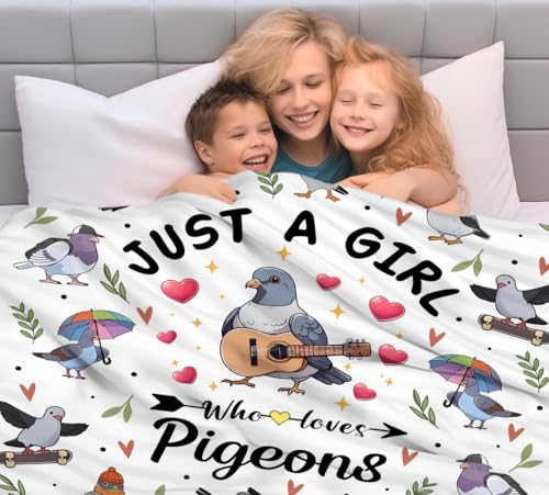 Pigeon Blanket Gifts for Women Girls Kids Adults,Plush Soft Flannel Cute Bird Pigeon Stuff Throw Blanket for Living Room Home Sofa Travel Decor 50"x40" - color: Pigeon, size: 50"x40"