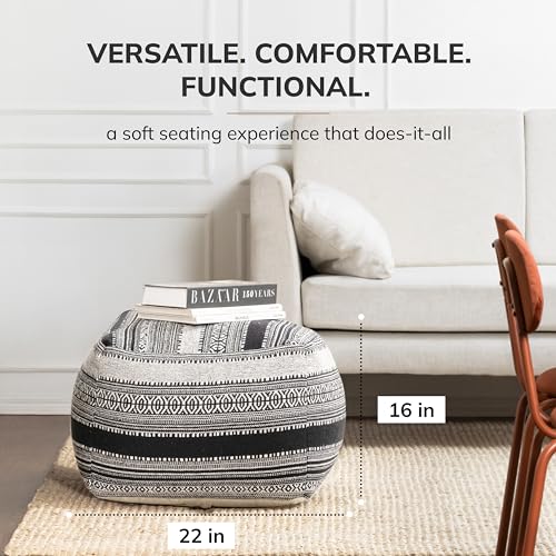 Anji Mountain Pouf Ottoman Foot Rest, Handmade Ottoman Pouf, Comfortable Foot Stool, Decorative Floor Seating for Living Room Decor, Bedroom & Home Décor Accent - Wydown - 22" D x 22" W x 16" H - color: Wydown, size: 22"D x 22"W x 16"H