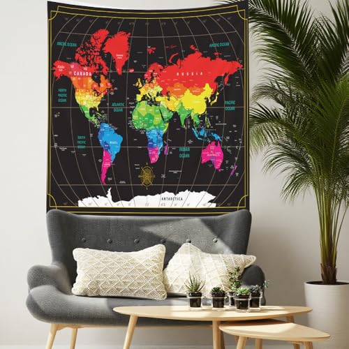 CAPSCEOLL Map Tapestry Black Travel Old Map Tapestry Tapestries Wall Art Hanging for Halloween College Decor 50X60 Inches,Black Red - color: Black Red, size: 50"L x 60"W