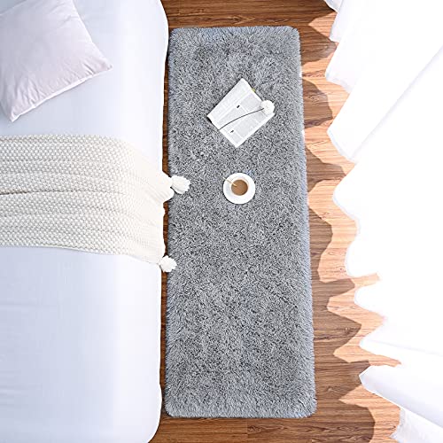 Chicrug Soft Runner Rugs for Bedroom Living Room Plush Fluffy Rug 2x5 Feet, Shag Furry Area Rug Carpet Non Shedding for Nursery Children Kids Girls Room Home Decorative, Grey - color: Grey, size: 2' x 5' (Runner)